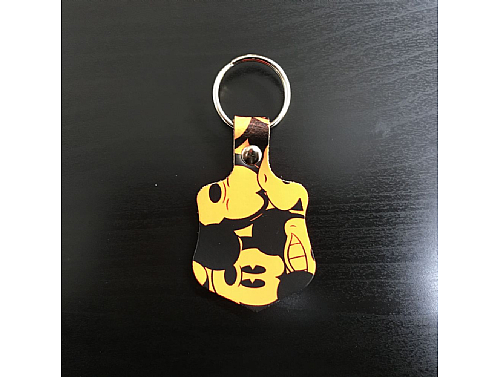 Orange Mouse Print - Real Leather Key Fob - Shield